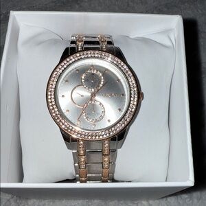 Geneva Silver and Rose Gold Women's Watch